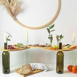 Set De 3 Plateaux En Bambou Sur Bouteilles