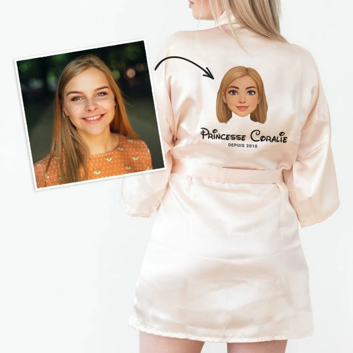 Robe De Chambre En Satin Personnalisée Avec Photo Cartoon Et Texte 3 Robe De Chambre En Satin Personnalisée Avec Photo Cartoon Et Texte