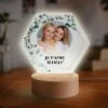 Lampe LED Personnalisée Hexagonale Avec Photo Et Texte -CADEAUX FOLIES Soldes led glas f07 c floral hexagon fr 02 1